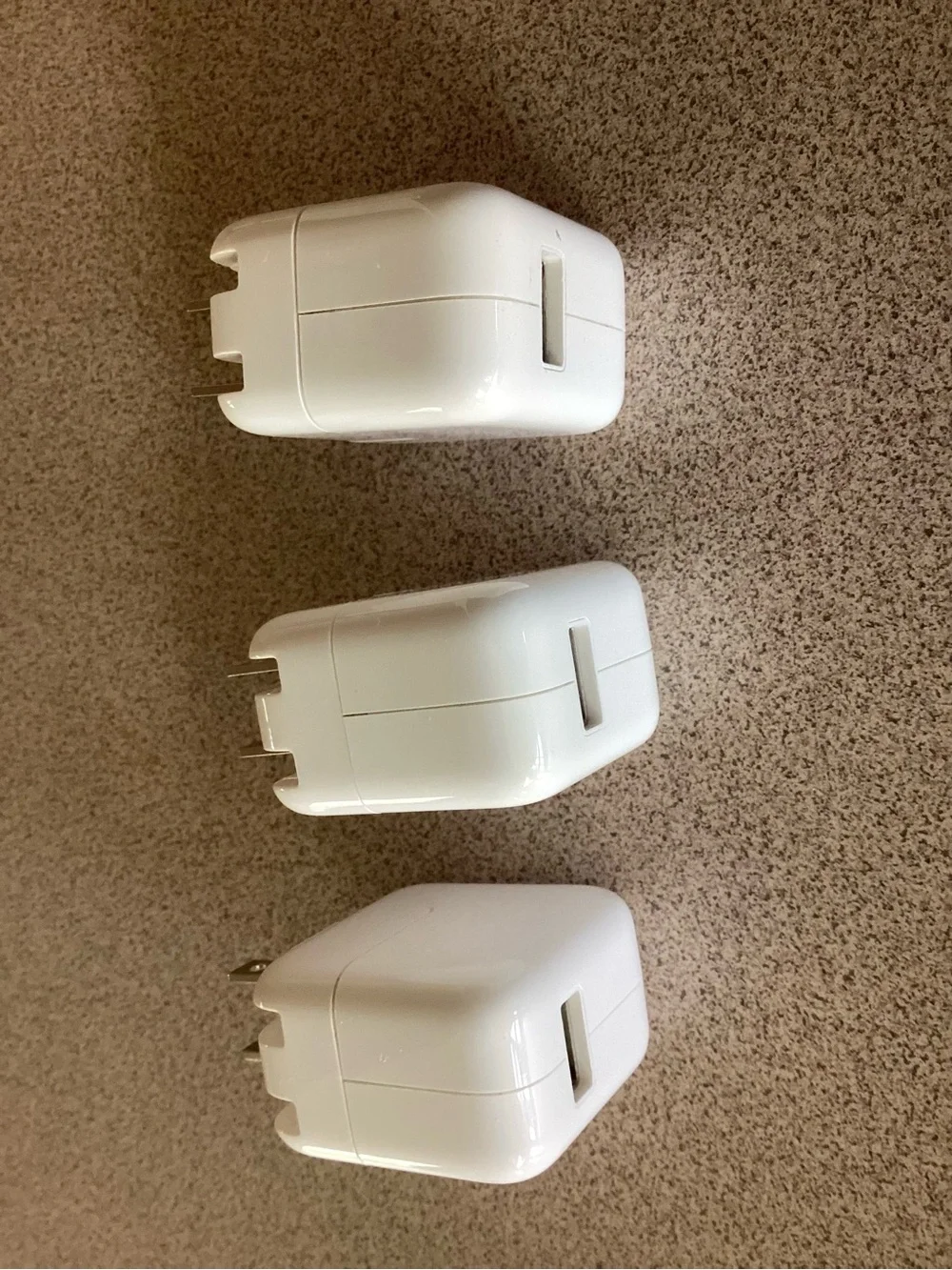 Set of THREE Apple 10W USB Power Adapters / Charging Cubes for iPad and iPhone